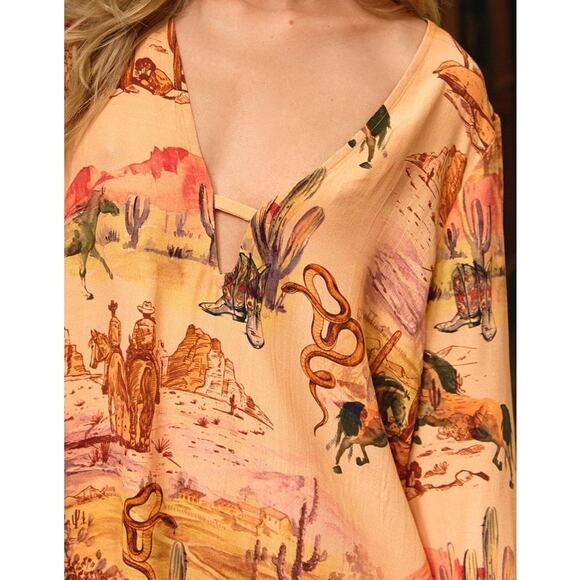 New with Tags NastyGal Rodeo Boho Festival Plunge Smock Mini Dress Size 0 - Picture 3 of 9